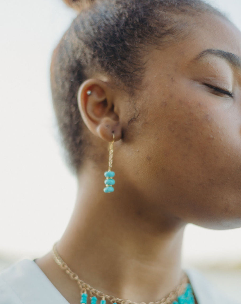 Turquoise Chain Cool Earring