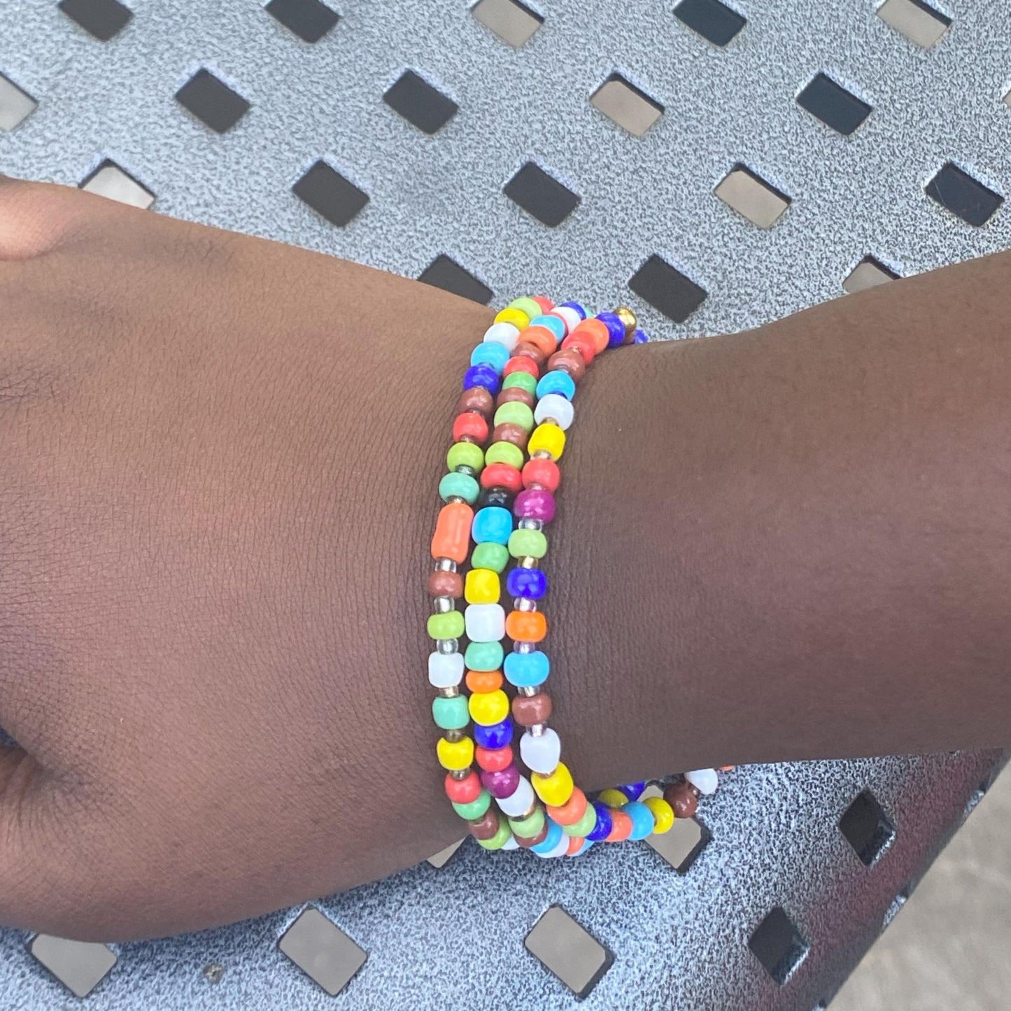 Multicolor seed beads Stretch Bracelet