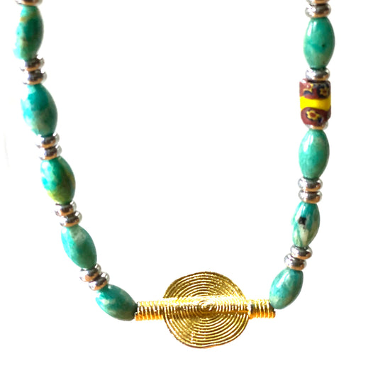 Amazonite Gold Trade Necklace