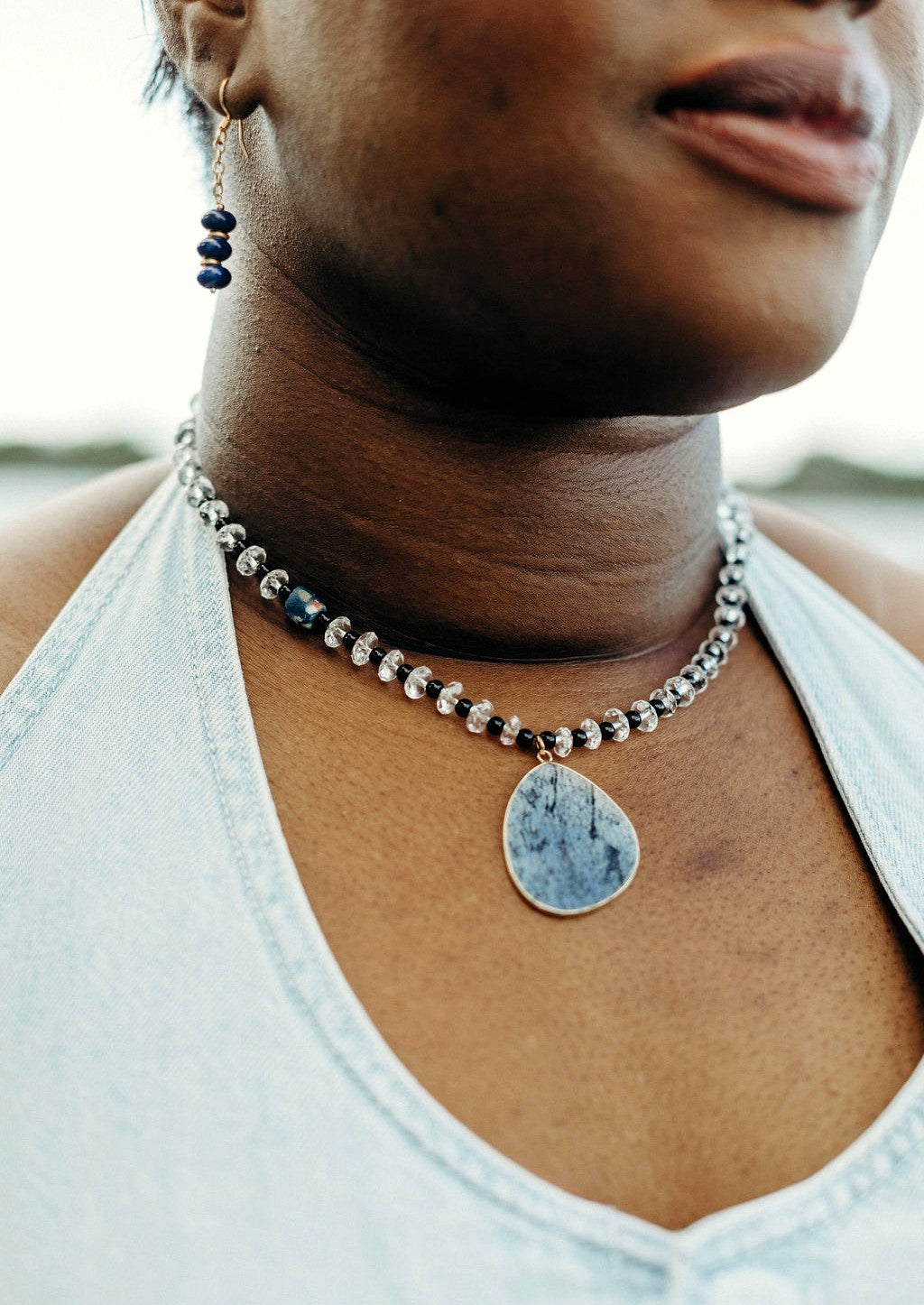 Dumortierite Quartz Jasper Necklace