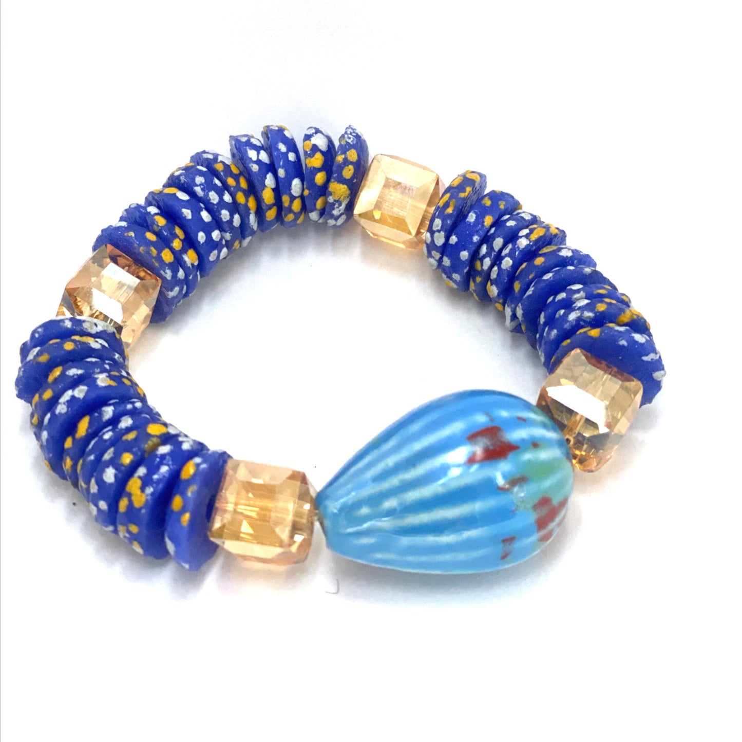 Ghana Blue Teardrop Bracelet