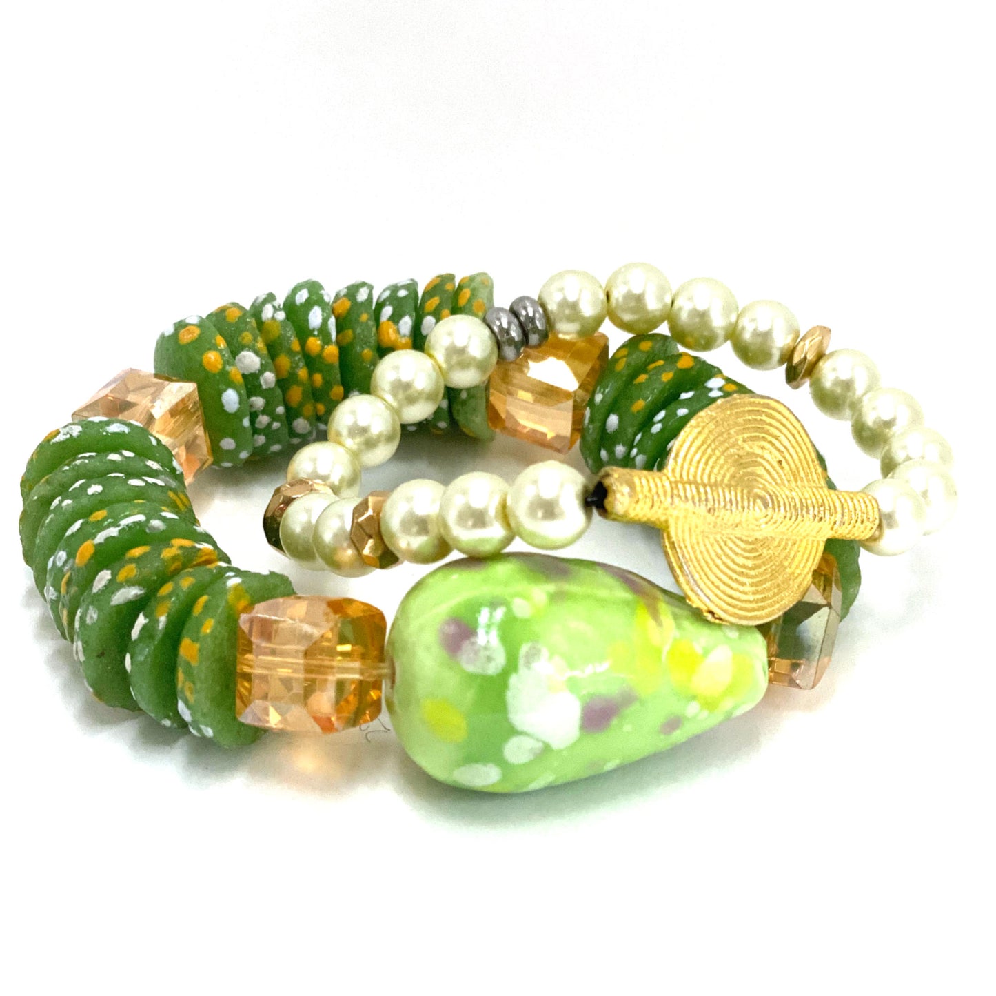 Ghana Green Teardrop Bracelet