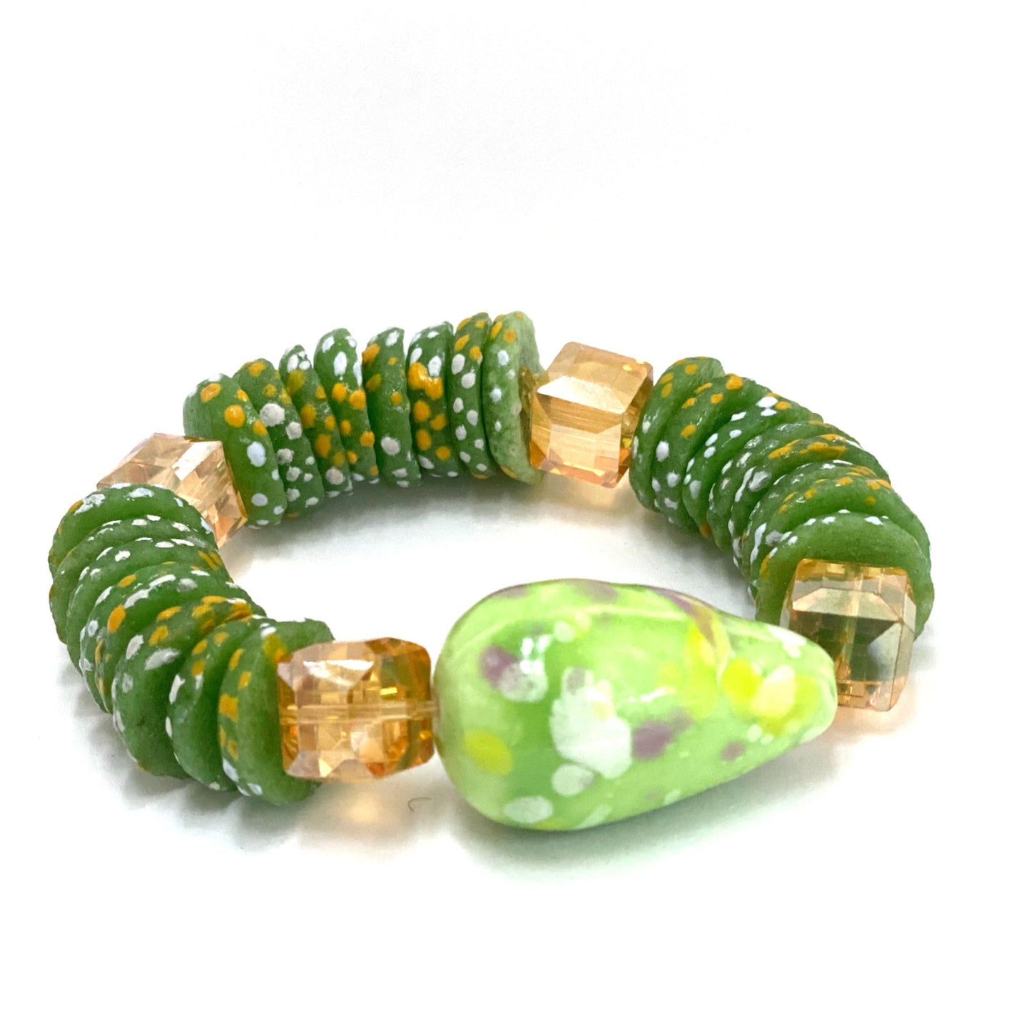 Ghana Green Teardrop Bracelet