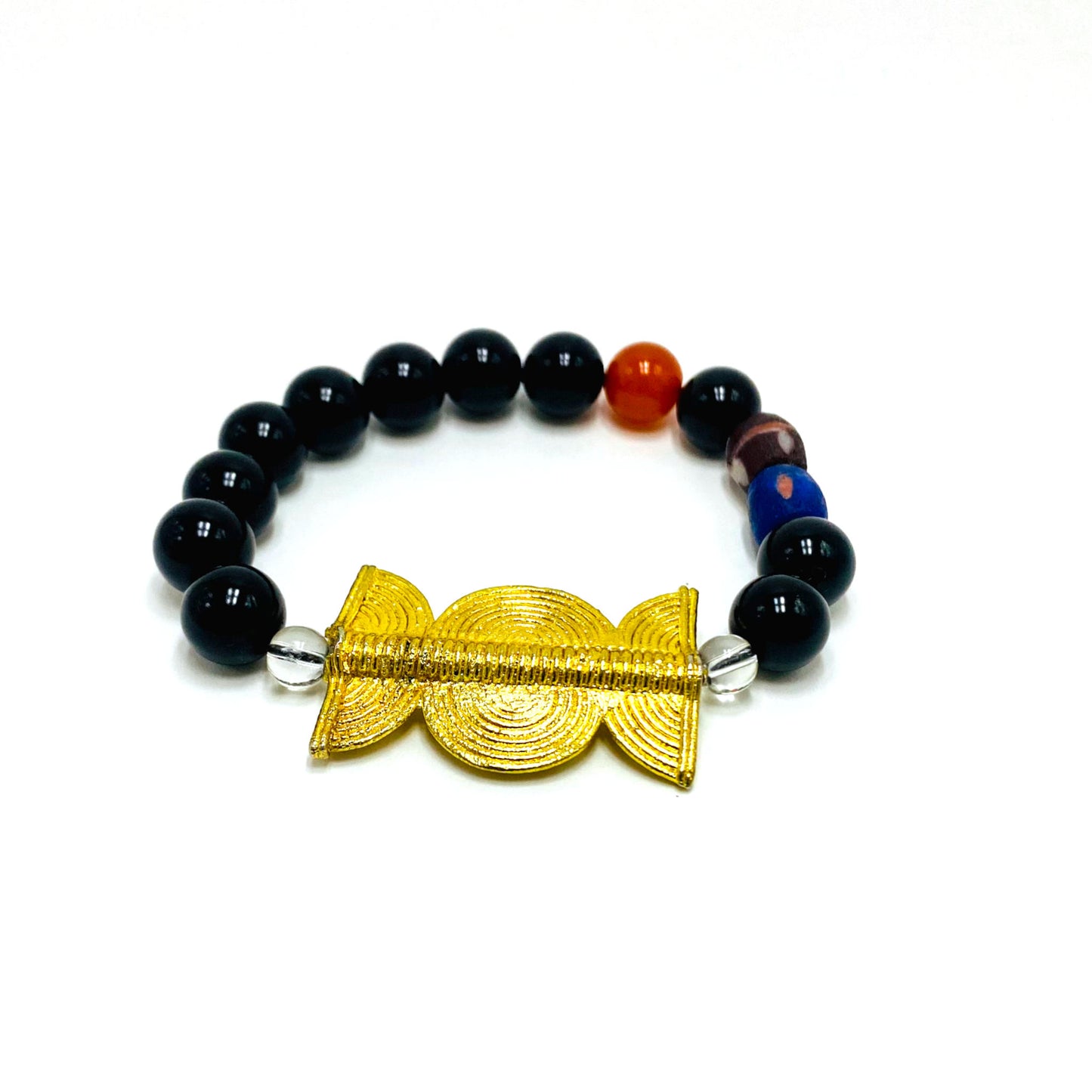 Onyx Trade with Mix Gem Gold Bracelet