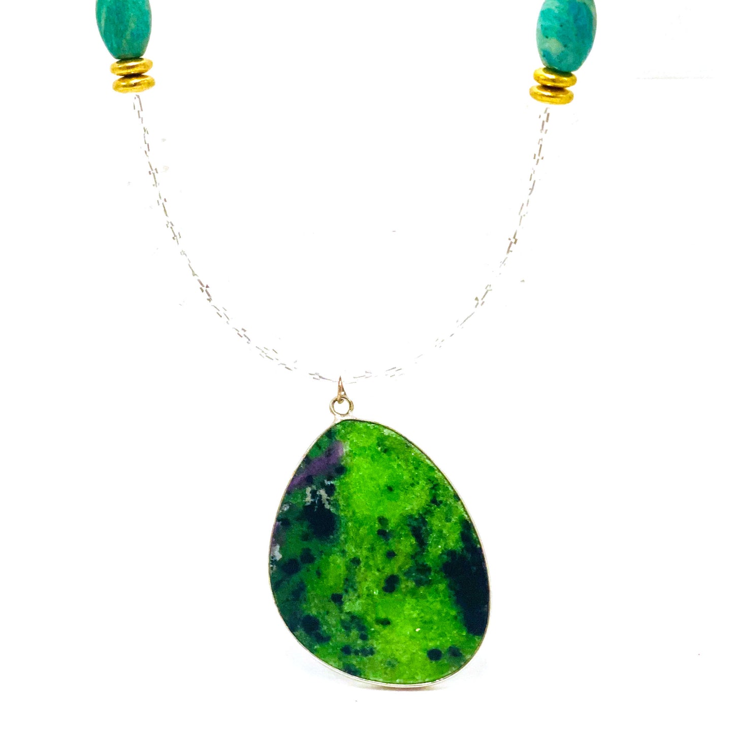 Ruby Zoisite Quartz Amazonite Necklace