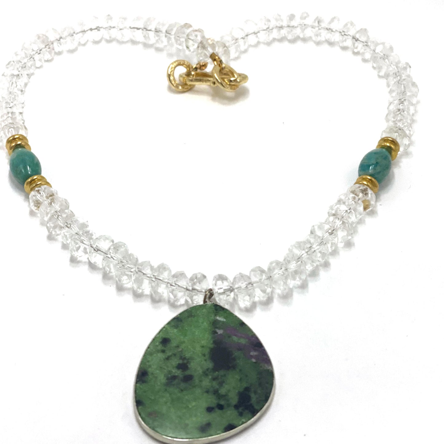 Ruby Zoisite Quartz Amazonite Necklace