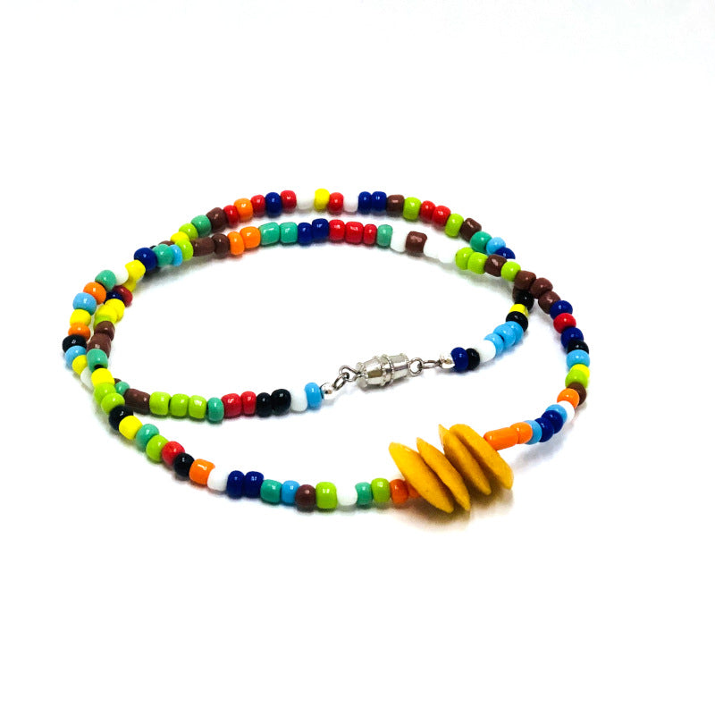 Bead and Sand disc mix necklace