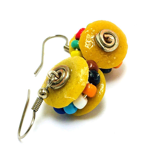 Multi seed bead with sand disc Earring