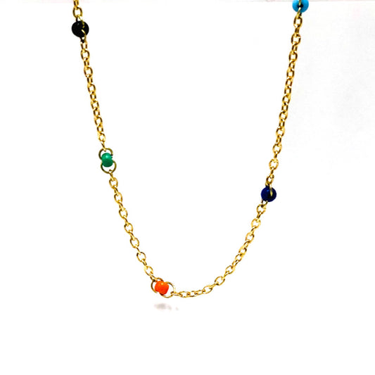 Multi Seed Beads Link Chain Necklace